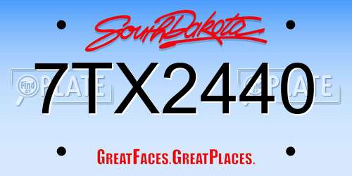 7TX2440 South Dakota License Plate