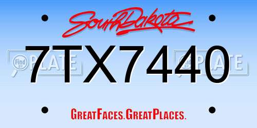 7TX7440 South Dakota License Plate