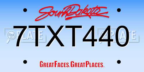 7TXT440 South Dakota License Plate