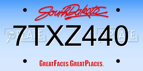 7TXZ440 South Dakota License Plate