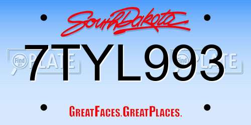 7TYL993 South Dakota License Plate