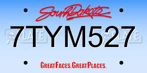 7TYM527 South Dakota License Plate