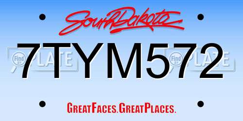 7TYM572 South Dakota License Plate