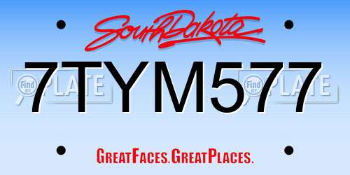 7TYM577 South Dakota License Plate