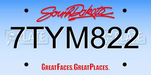 7TYM822 South Dakota License Plate
