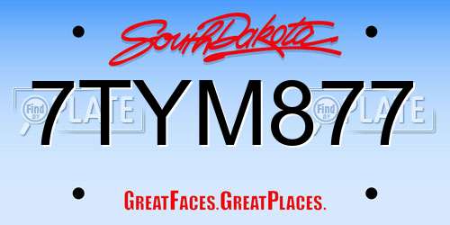 7TYM877 South Dakota License Plate