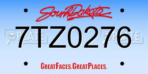 7TZ0276 South Dakota License Plate