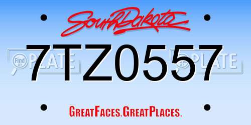 7TZ0557 South Dakota License Plate
