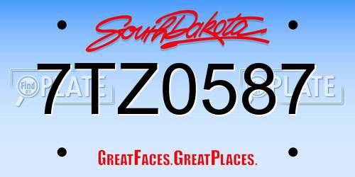 7TZ0587 South Dakota License Plate