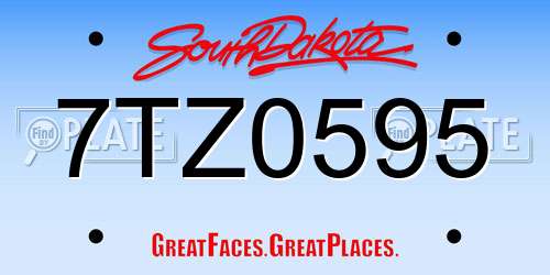 7TZ0595 South Dakota License Plate