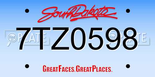 7TZ0598 South Dakota License Plate