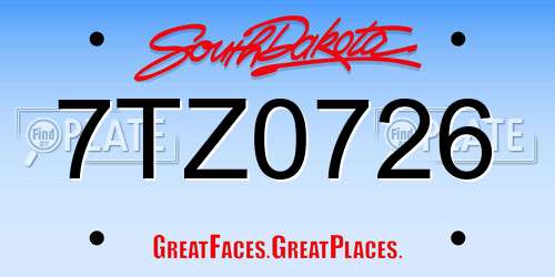 7TZ0726 South Dakota License Plate