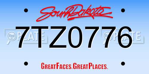 7TZ0776 South Dakota License Plate