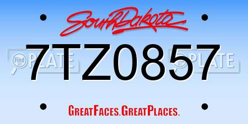 7TZ0857 South Dakota License Plate