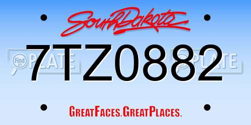 7TZ0882 South Dakota License Plate