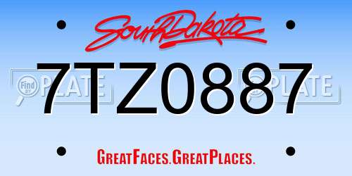 7TZ0887 South Dakota License Plate