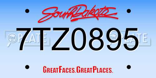 7TZ0895 South Dakota License Plate