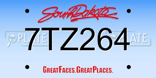 7TZ264 South Dakota License Plate