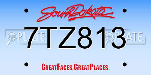 7TZ813 South Dakota License Plate