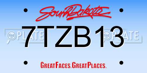 7TZB13 South Dakota License Plate