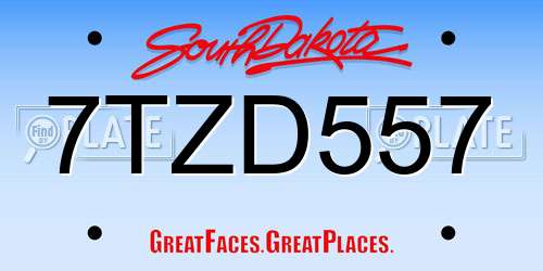 7TZD557 South Dakota License Plate