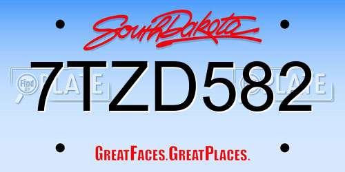 7TZD582 South Dakota License Plate