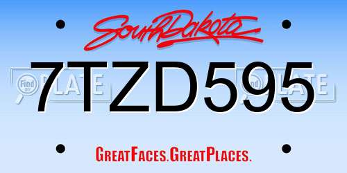 7TZD595 South Dakota License Plate