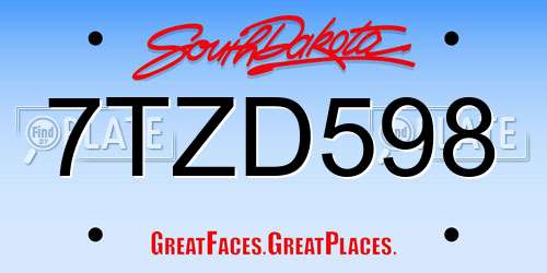 7TZD598 South Dakota License Plate