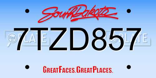 7TZD857 South Dakota License Plate