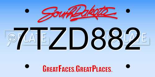 7TZD882 South Dakota License Plate