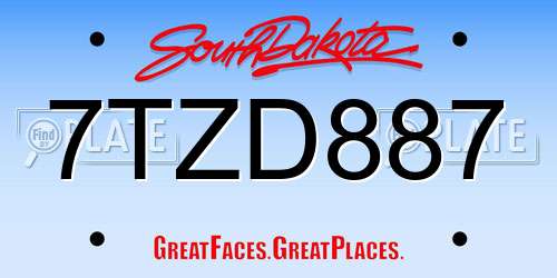 7TZD887 South Dakota License Plate