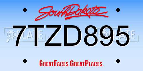 7TZD895 South Dakota License Plate
