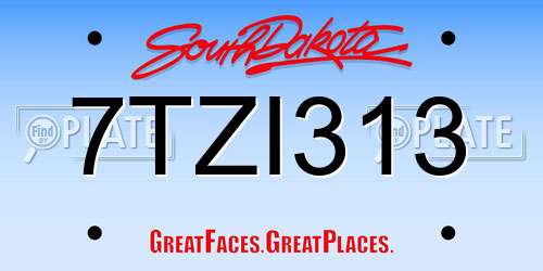 7TZI313 South Dakota License Plate