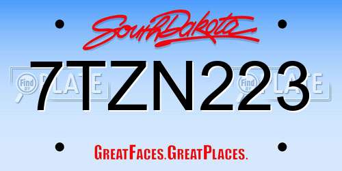 7TZN223 South Dakota License Plate