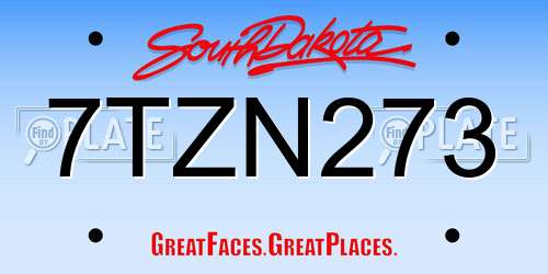 7TZN273 South Dakota License Plate
