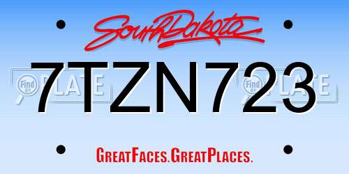7TZN723 South Dakota License Plate