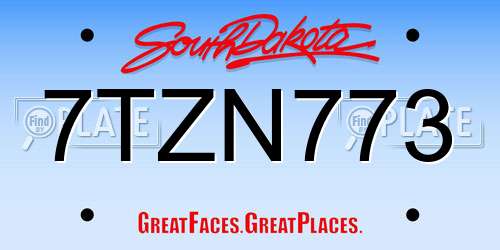 7TZN773 South Dakota License Plate