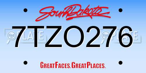 7TZO276 South Dakota License Plate