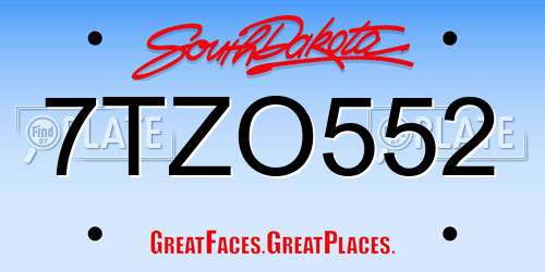 7TZO552 South Dakota License Plate