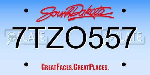 7TZO557 South Dakota License Plate