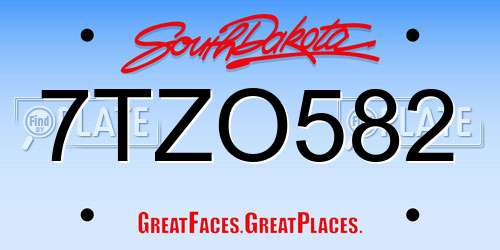 7TZO582 South Dakota License Plate