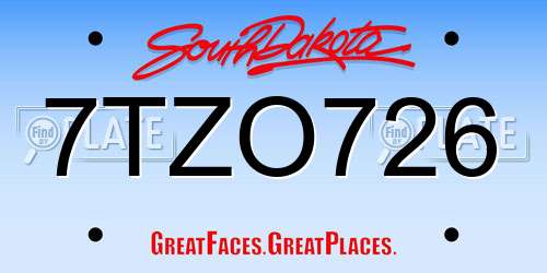 7TZO726 South Dakota License Plate