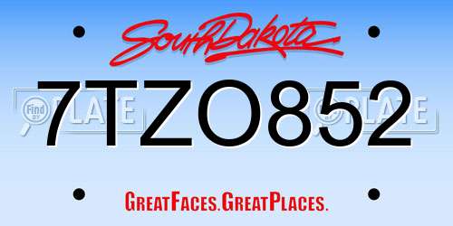 7TZO852 South Dakota License Plate