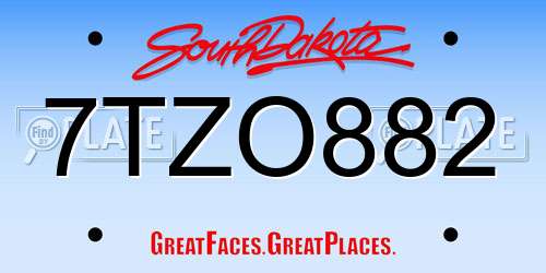7TZO882 South Dakota License Plate