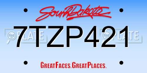 7TZP421 South Dakota License Plate