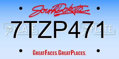 7TZP471 South Dakota License Plate