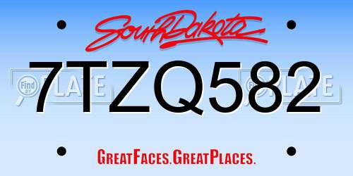 7TZQ582 South Dakota License Plate