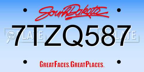7TZQ587 South Dakota License Plate