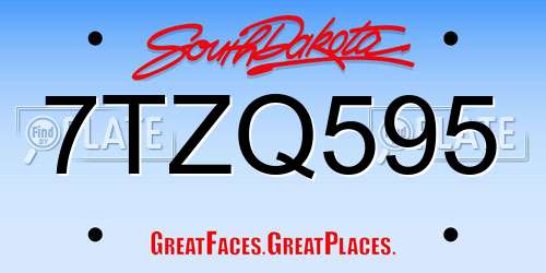 7TZQ595 South Dakota License Plate