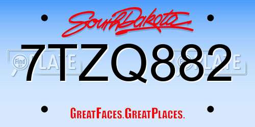 7TZQ882 South Dakota License Plate